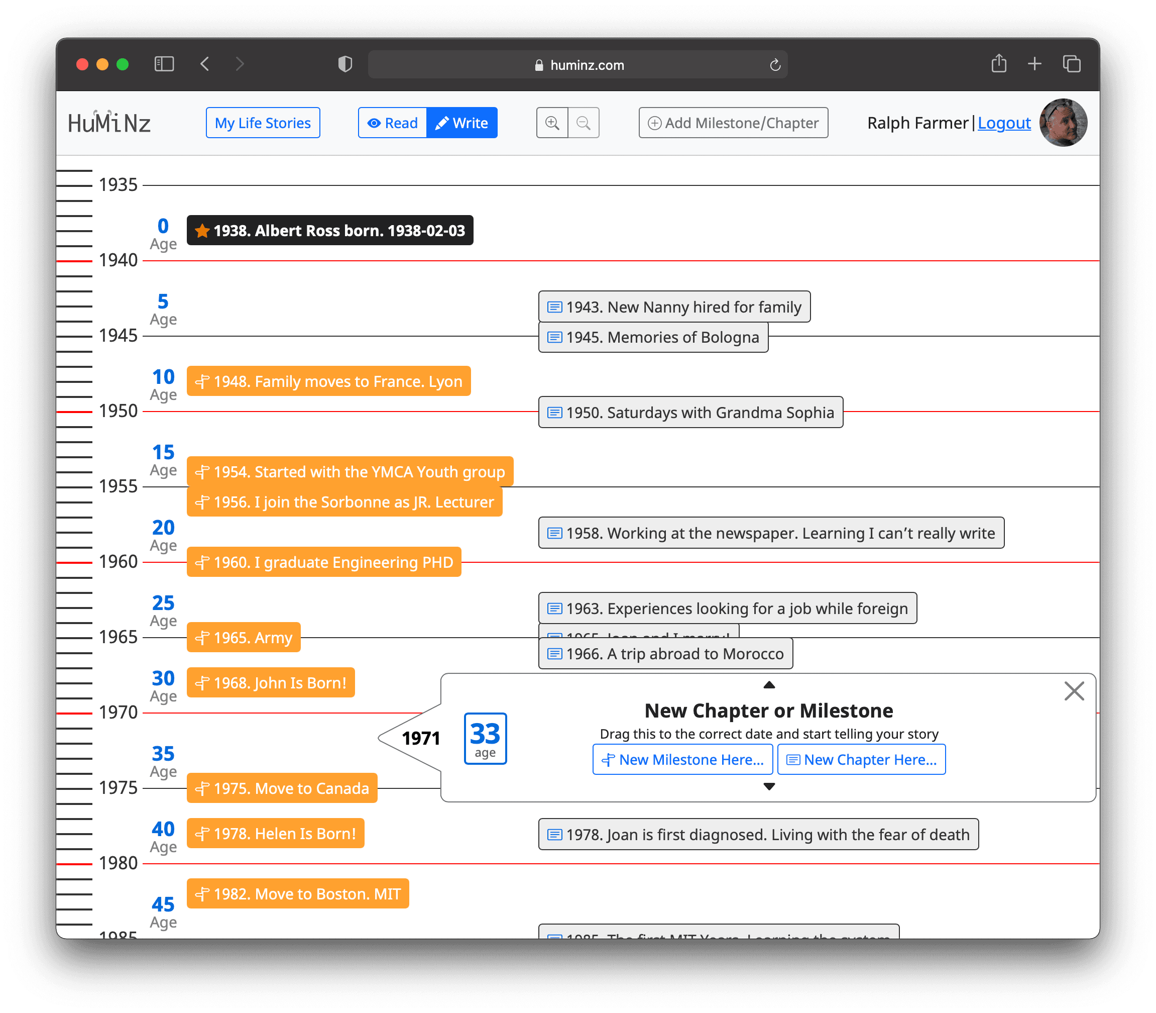 Creating a milestone in Huminz story writing